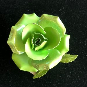 Vintage Green iridescent flower brooch